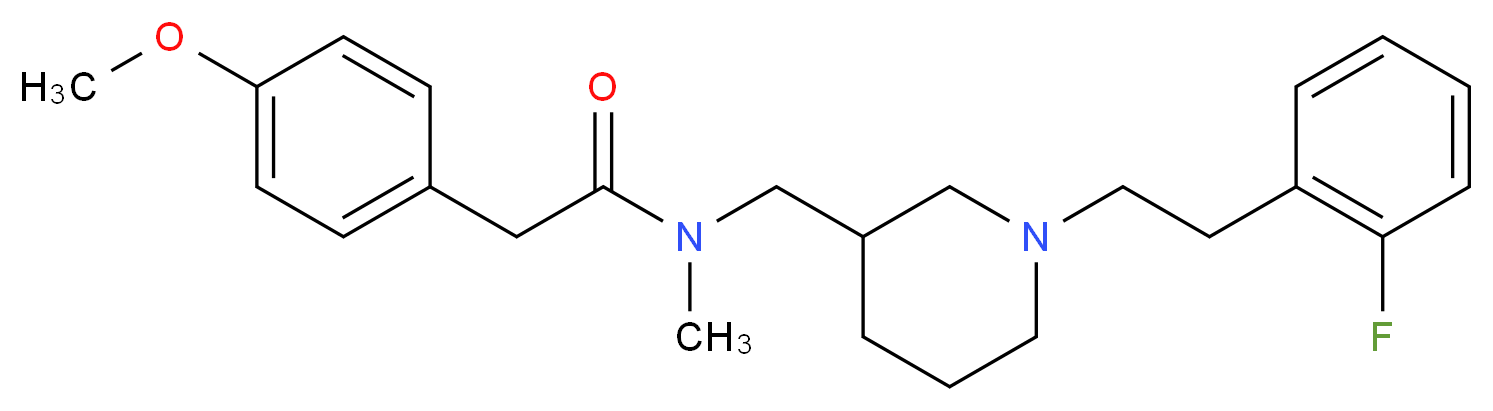 N-({1-[2-(2-fluorophenyl)ethyl]-3-piperidinyl}methyl)-2-(4-methoxyphenyl)-N-methylacetamide_分子结构_CAS_)