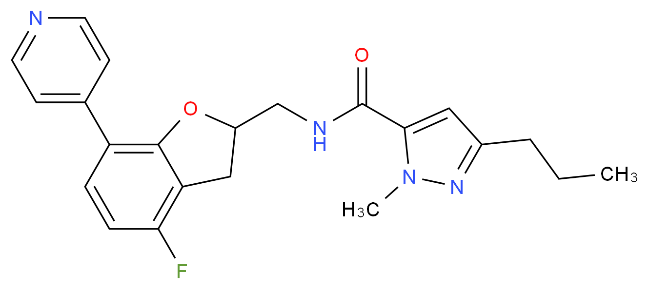 N-{[4-fluoro-7-(4-pyridinyl)-2,3-dihydro-1-benzofuran-2-yl]methyl}-1-methyl-3-propyl-1H-pyrazole-5-carboxamide_分子结构_CAS_)