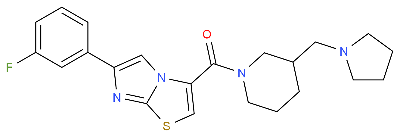 6-(3-fluorophenyl)-3-{[3-(1-pyrrolidinylmethyl)-1-piperidinyl]carbonyl}imidazo[2,1-b][1,3]thiazole_分子结构_CAS_)