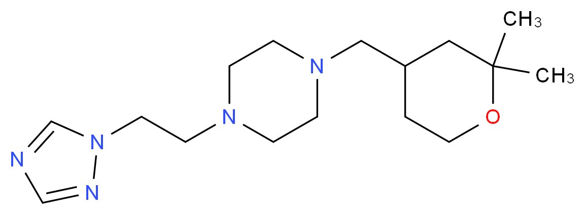 1-[(2,2-dimethyltetrahydro-2H-pyran-4-yl)methyl]-4-[2-(1H-1,2,4-triazol-1-yl)ethyl]piperazine_分子结构_CAS_)