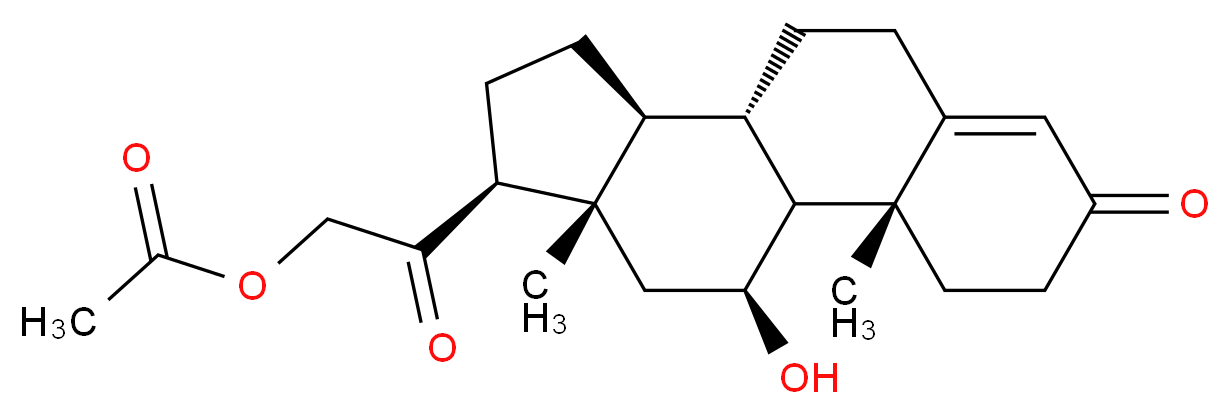 2-[(1S,2R,10S,11S,14S,15S,17S)-17-hydroxy-2,15-dimethyl-5-oxotetracyclo[8.7.0.0?,?.0??,??]heptadec-6-en-14-yl]-2-oxoethyl acetate_分子结构_CAS_1173-26-8