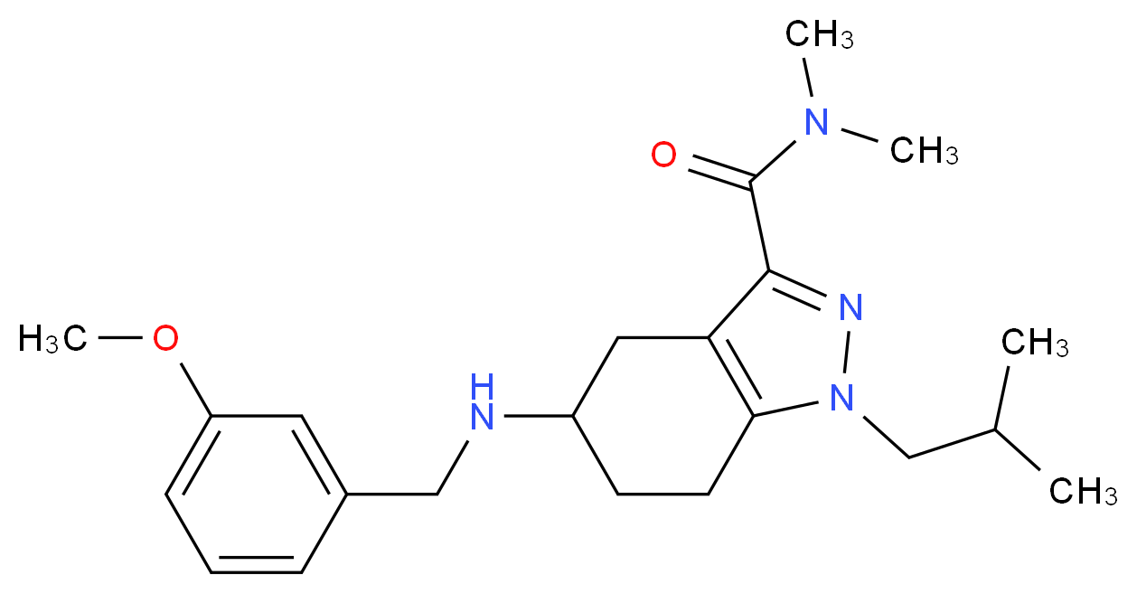 1-isobutyl-5-[(3-methoxybenzyl)amino]-N,N-dimethyl-4,5,6,7-tetrahydro-1H-indazole-3-carboxamide_分子结构_CAS_)