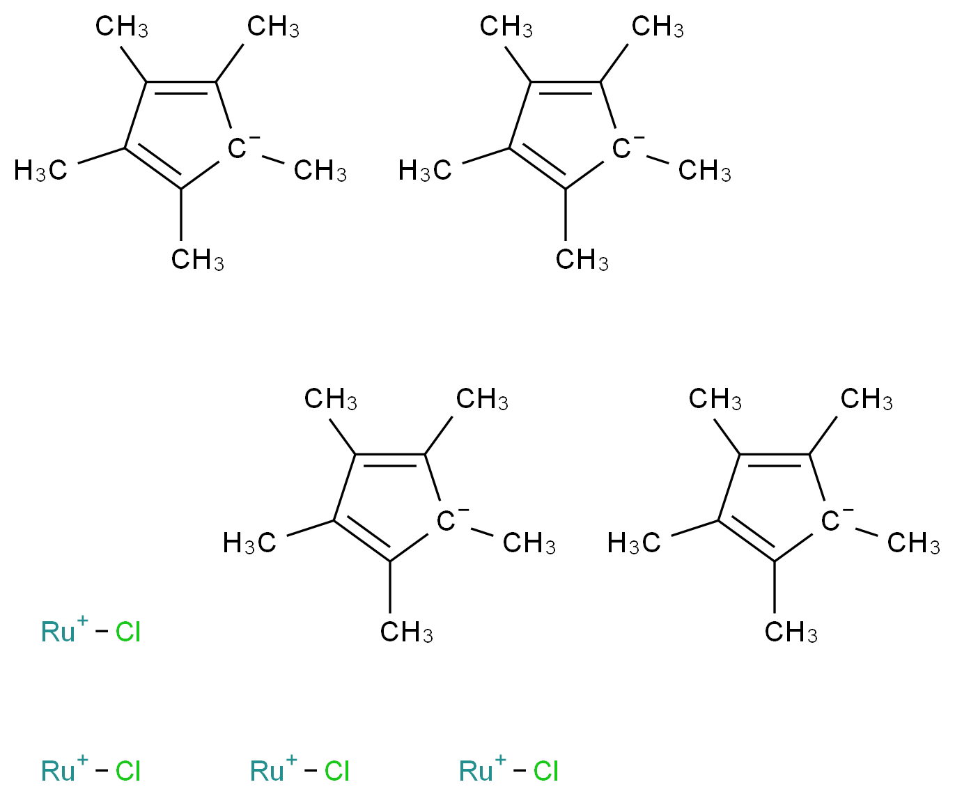 tetrakis(chlororutheniumylium); tetrakis(pentamethylcyclopenta-2,4-dien-1-ide)_分子结构_CAS_113860-07-4