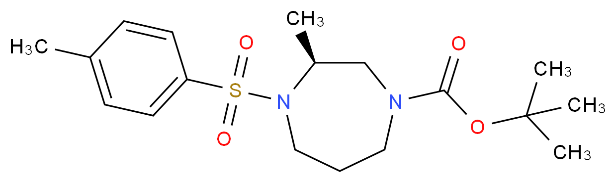 tert-butyl (3S)-3-methyl-4-(4-methylbenzenesulfonyl)-1,4-diazepane-1-carboxylate_分子结构_CAS_1246814-73-2