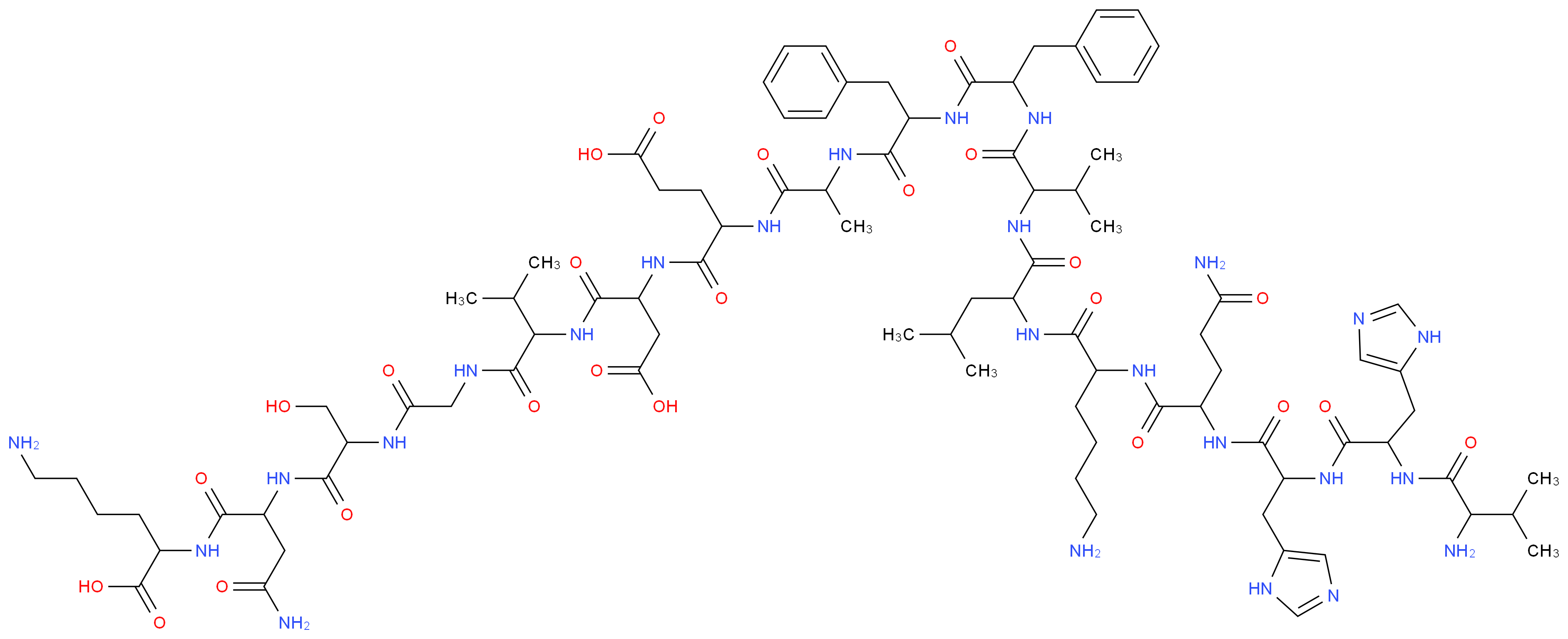 6-amino-2-(2-{2-[2-(2-{2-[2-(2-{2-[2-(2-{2-[6-amino-2-(2-{2-[2-(2-amino-3-methylbutanamido)-3-(1H-imidazol-5-yl)propanamido]-3-(1H-imidazol-5-yl)propanamido}-4-carbamoylbutanamido)hexanamido]-4-methylpentanamido}-3-methylbutanamido)-3-phenylpropanamido]-3-phenylpropanamido}propanamido)-4-carboxybutanamido]-3-carboxypropanamido}-3-methylbutanamido)acetamido]-3-hydroxypropanamido}-3-carbamoylpropanamido)hexanoic acid_分子结构_CAS_107015-83-8