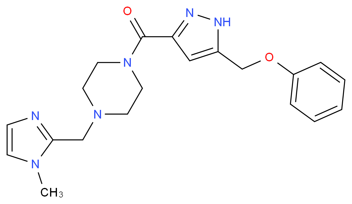 1-[(1-methyl-1H-imidazol-2-yl)methyl]-4-{[5-(phenoxymethyl)-1H-pyrazol-3-yl]carbonyl}piperazine_分子结构_CAS_)