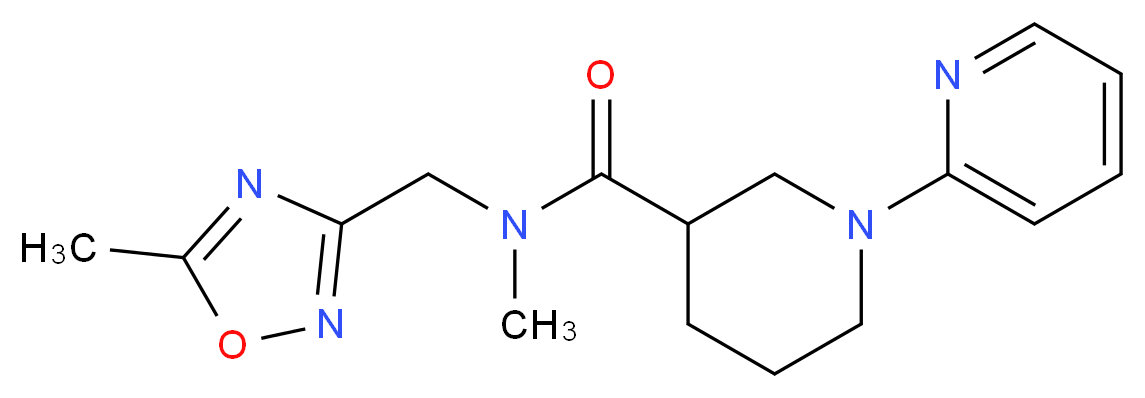 N-methyl-N-[(5-methyl-1,2,4-oxadiazol-3-yl)methyl]-1-pyridin-2-ylpiperidine-3-carboxamide_分子结构_CAS_)