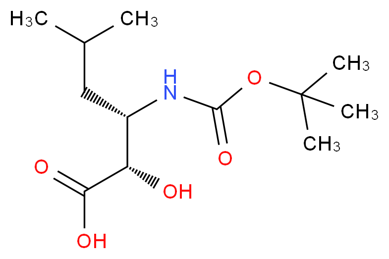 (2S,3S)-3-{[(tert-butoxy)carbonyl]amino}-2-hydroxy-5-methylhexanoic acid_分子结构_CAS_73397-27-0
