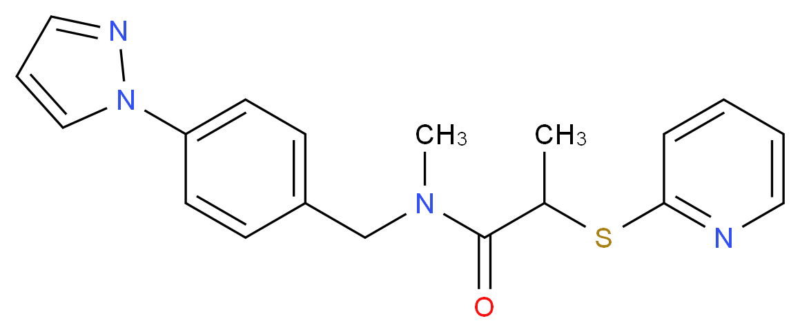 N-methyl-N-[4-(1H-pyrazol-1-yl)benzyl]-2-(2-pyridinylthio)propanamide_分子结构_CAS_)