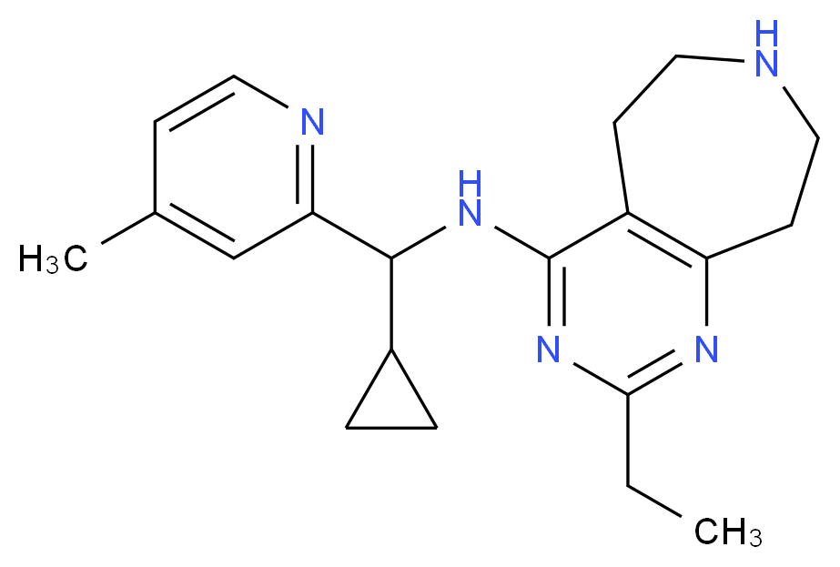 N-[cyclopropyl(4-methylpyridin-2-yl)methyl]-2-ethyl-6,7,8,9-tetrahydro-5H-pyrimido[4,5-d]azepin-4-amine_分子结构_CAS_)