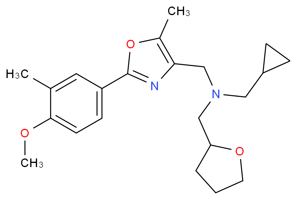(cyclopropylmethyl){[2-(4-methoxy-3-methylphenyl)-5-methyl-1,3-oxazol-4-yl]methyl}(tetrahydro-2-furanylmethyl)amine_分子结构_CAS_)