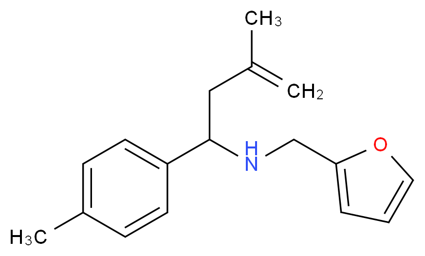 (furan-2-ylmethyl)[3-methyl-1-(4-methylphenyl)but-3-en-1-yl]amine_分子结构_CAS_436087-19-3