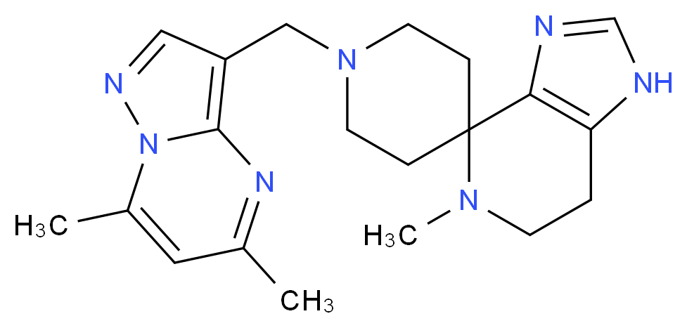 1'-[(5,7-dimethylpyrazolo[1,5-a]pyrimidin-3-yl)methyl]-5-methyl-1,5,6,7-tetrahydrospiro[imidazo[4,5-c]pyridine-4,4'-piperidine]_分子结构_CAS_)