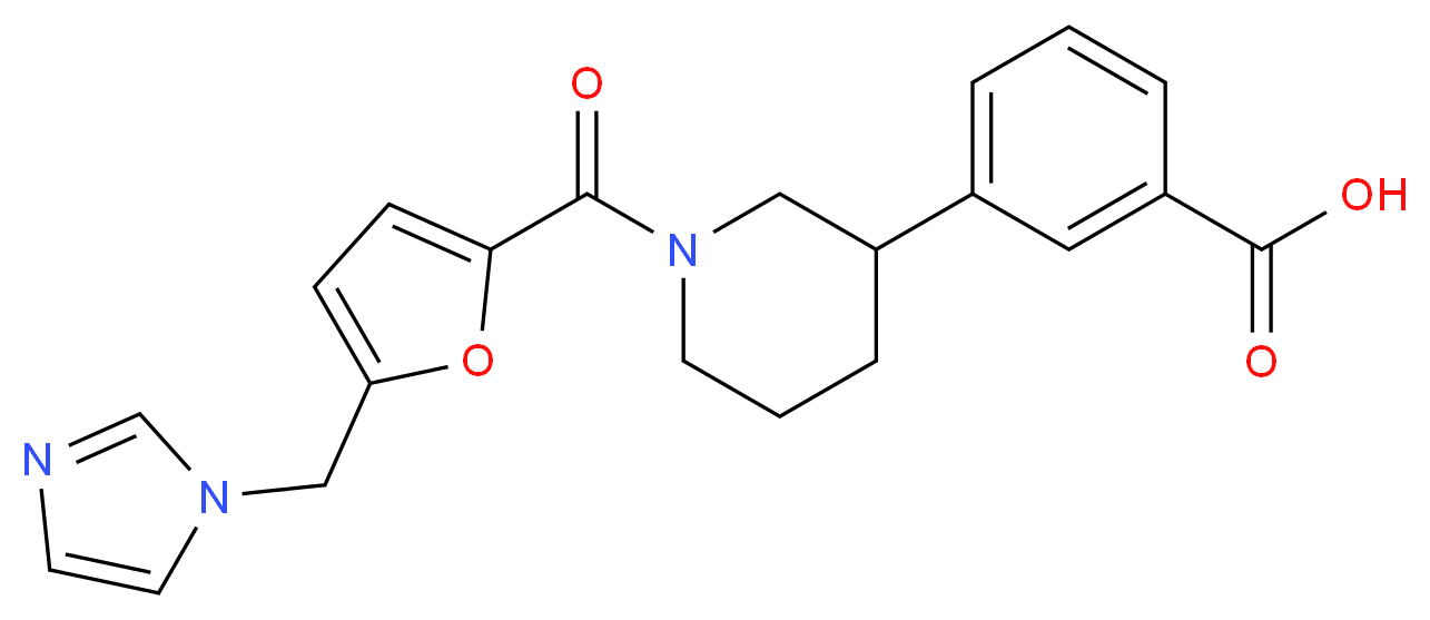 3-{1-[5-(1H-imidazol-1-ylmethyl)-2-furoyl]piperidin-3-yl}benzoic acid_分子结构_CAS_)