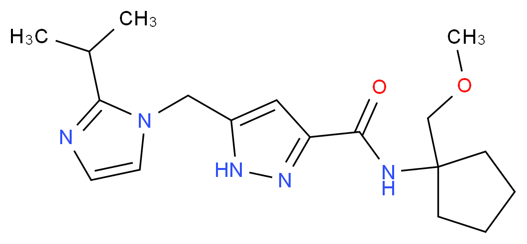 5-[(2-isopropyl-1H-imidazol-1-yl)methyl]-N-[1-(methoxymethyl)cyclopentyl]-1H-pyrazole-3-carboxamide_分子结构_CAS_)