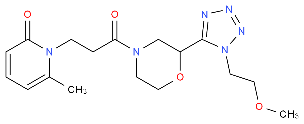 1-(3-{2-[1-(2-methoxyethyl)-1H-tetrazol-5-yl]morpholin-4-yl}-3-oxopropyl)-6-methylpyridin-2(1H)-one_分子结构_CAS_)