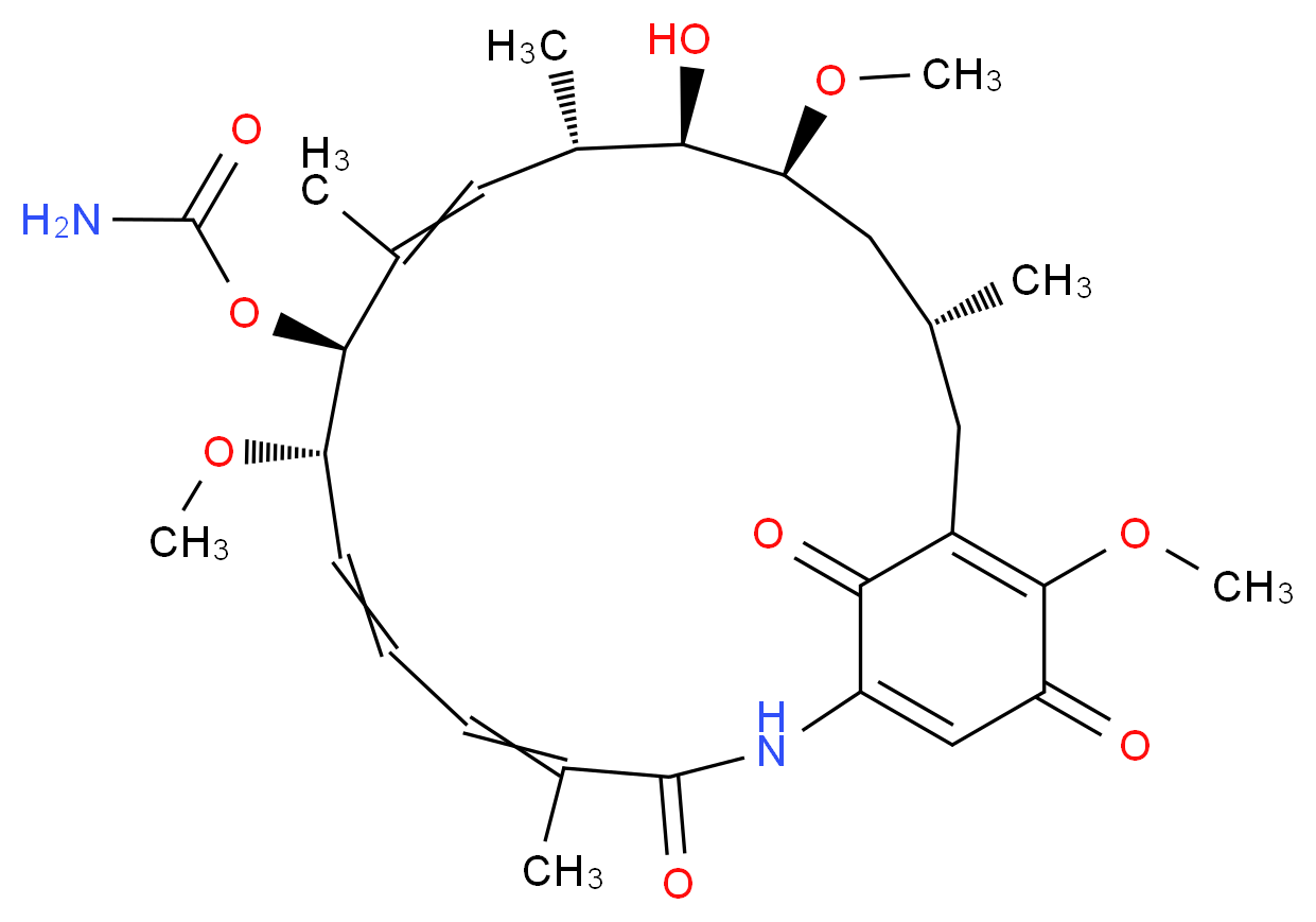 (8S,9S,12S,13R,14S,16R)-13-hydroxy-8,14,19-trimethoxy-4,10,12,16-tetramethyl-3,20,22-trioxo-2-azabicyclo[16.3.1]docosa-1(21),4,6,10,18-pentaen-9-yl carbamate_分子结构_CAS_30562-34-6