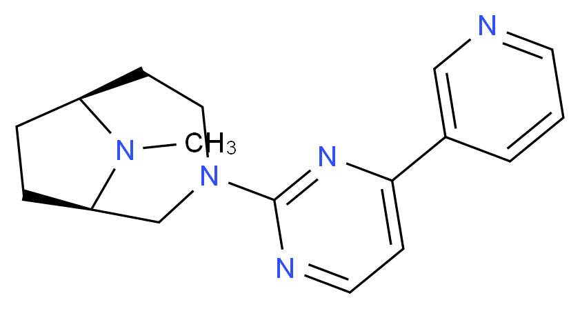 (1R*,6S*)-9-methyl-3-[4-(3-pyridinyl)-2-pyrimidinyl]-3,9-diazabicyclo[4.2.1]nonane_分子结构_CAS_)
