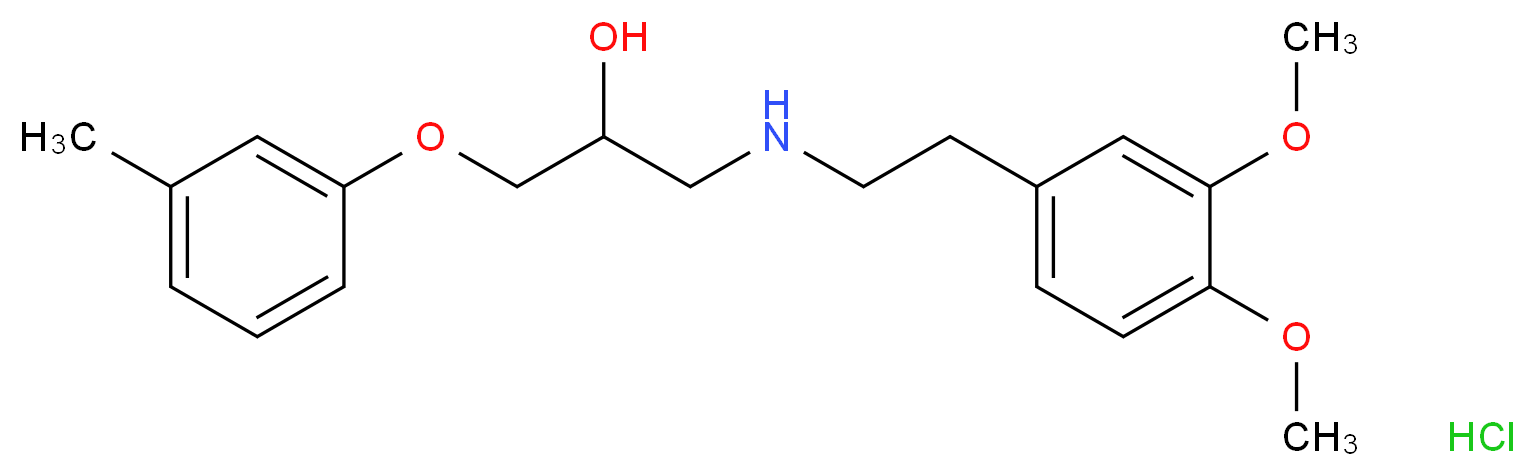 [2-(3,4-dimethoxyphenyl)ethyl][2-hydroxy-3-(3-methylphenoxy)propyl]amine hydrochloride_分子结构_CAS_42864-78-8