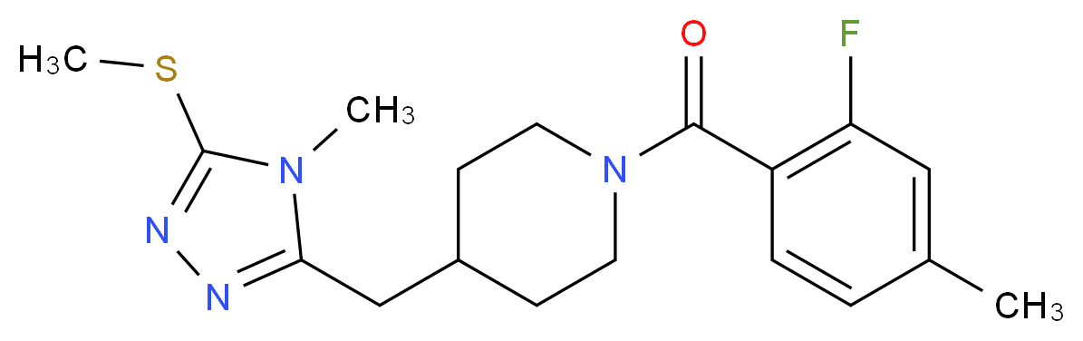 1-(2-fluoro-4-methylbenzoyl)-4-{[4-methyl-5-(methylthio)-4H-1,2,4-triazol-3-yl]methyl}piperidine_分子结构_CAS_)