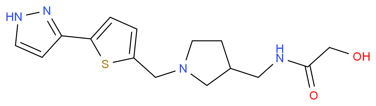 2-hydroxy-N-[(1-{[5-(1H-pyrazol-3-yl)-2-thienyl]methyl}pyrrolidin-3-yl)methyl]acetamide_分子结构_CAS_)