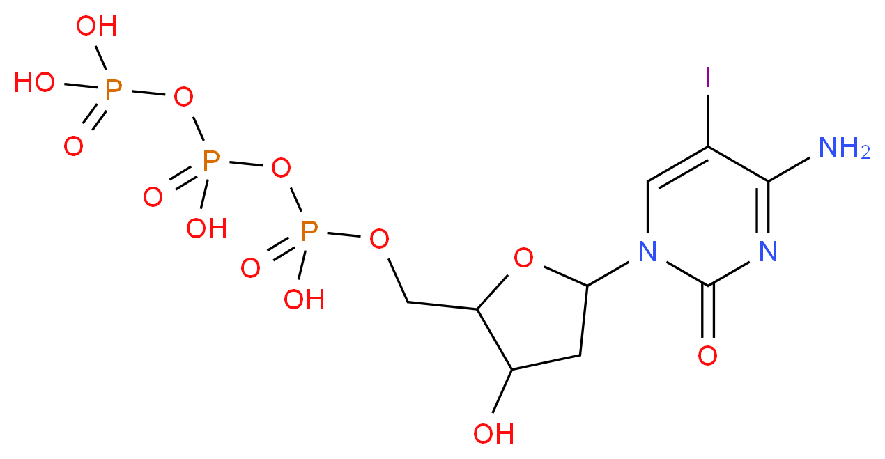 ({[({[5-(4-amino-5-iodo-2-oxo-1,2-dihydropyrimidin-1-yl)-3-hydroxyoxolan-2-yl]methoxy}(hydroxy)phosphoryl)oxy](hydroxy)phosphoryl}oxy)phosphonic acid_分子结构_CAS_31747-59-8