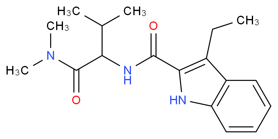 N-{1-[(dimethylamino)carbonyl]-2-methylpropyl}-3-ethyl-1H-indole-2-carboxamide (non-preferred name)_分子结构_CAS_)