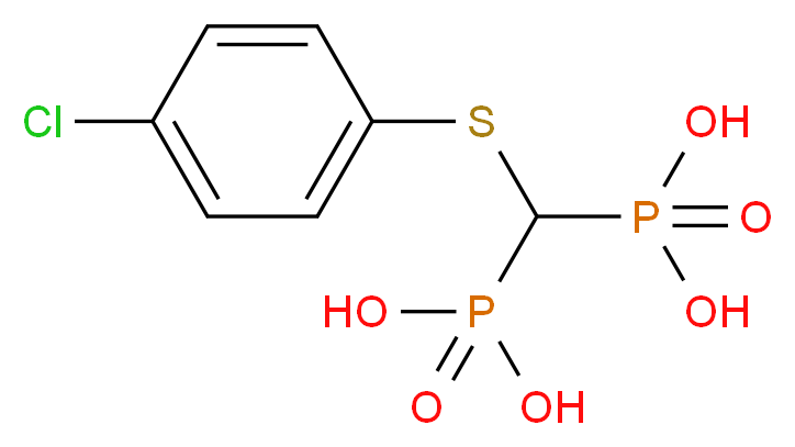 {[(4-chlorophenyl)sulfanyl](phosphono)methyl}phosphonic acid_分子结构_CAS_89987-06-4
