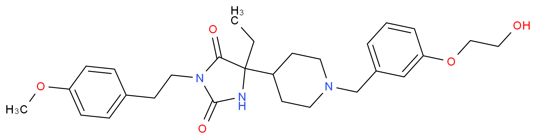5-ethyl-5-{1-[3-(2-hydroxyethoxy)benzyl]-4-piperidinyl}-3-[2-(4-methoxyphenyl)ethyl]-2,4-imidazolidinedione_分子结构_CAS_)