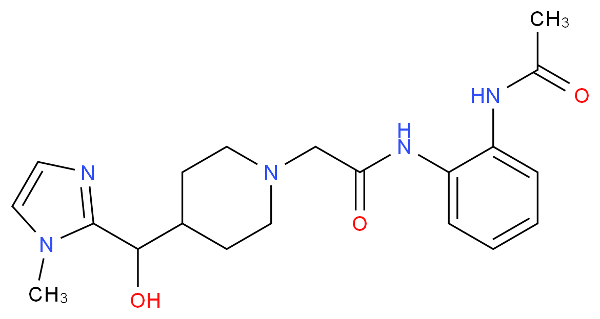 N-[2-(acetylamino)phenyl]-2-{4-[hydroxy(1-methyl-1H-imidazol-2-yl)methyl]piperidin-1-yl}acetamide_分子结构_CAS_)