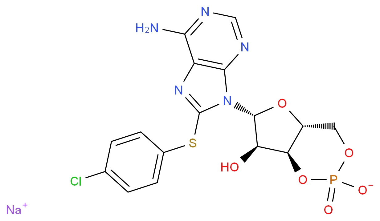 8-(4-Chlorophenylthio)adenosine 3′:5′-cyclic monophosphate sodium salt_分子结构_CAS_41941-66-6)