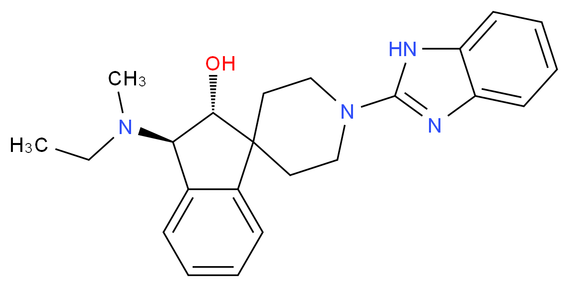 (2R*,3R*)-1'-(1H-benzimidazol-2-yl)-3-[ethyl(methyl)amino]-2,3-dihydrospiro[indene-1,4'-piperidin]-2-ol_分子结构_CAS_)