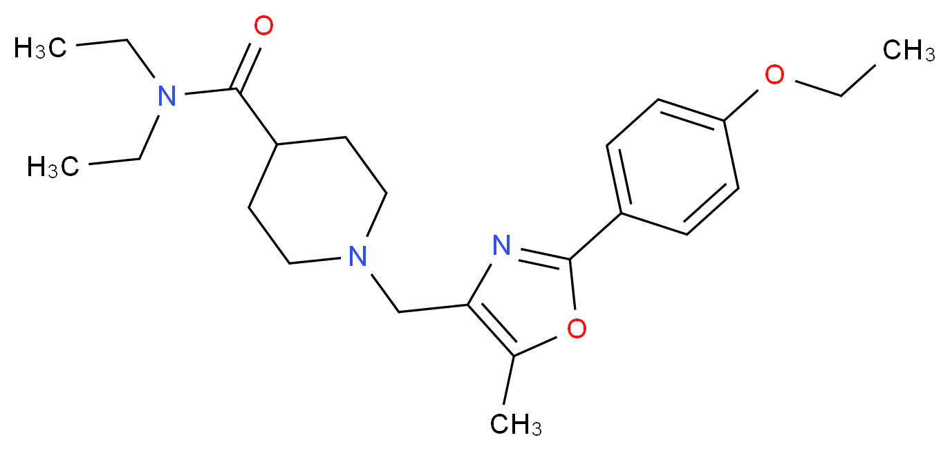 1-{[2-(4-ethoxyphenyl)-5-methyl-1,3-oxazol-4-yl]methyl}-N,N-diethyl-4-piperidinecarboxamide_分子结构_CAS_)