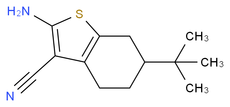 2-amino-6-tert-butyl-4,5,6,7-tetrahydro-1-benzothiophene-3-carbonitrile_分子结构_CAS_42159-76-2