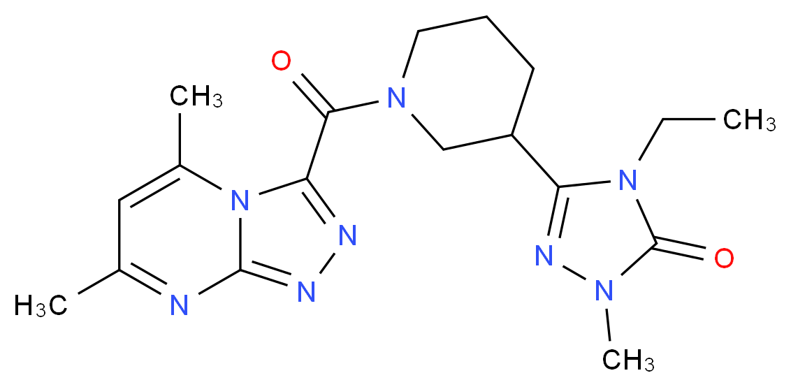 5-{1-[(5,7-dimethyl[1,2,4]triazolo[4,3-a]pyrimidin-3-yl)carbonyl]piperidin-3-yl}-4-ethyl-2-methyl-2,4-dihydro-3H-1,2,4-triazol-3-one_分子结构_CAS_)
