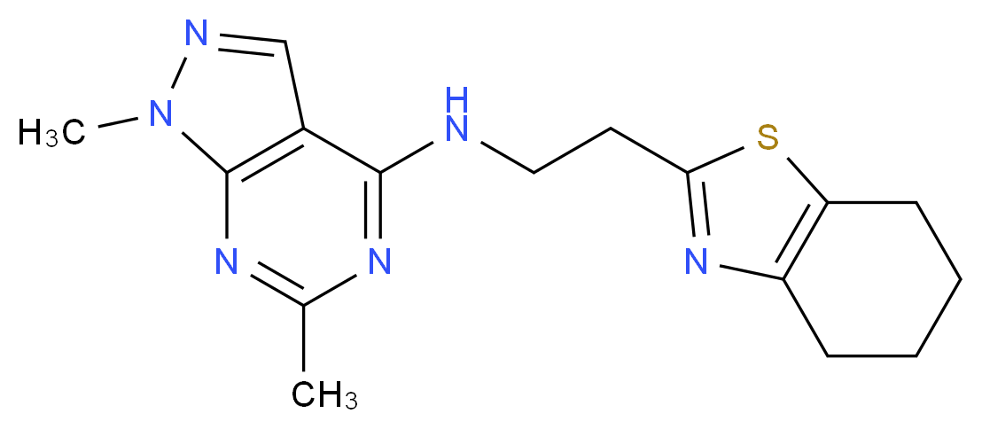 1,6-dimethyl-N-[2-(4,5,6,7-tetrahydro-1,3-benzothiazol-2-yl)ethyl]-1H-pyrazolo[3,4-d]pyrimidin-4-amine_分子结构_CAS_)