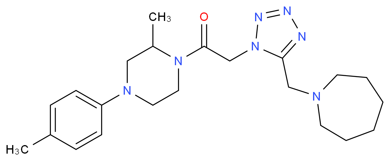 1-[(1-{2-[2-methyl-4-(4-methylphenyl)-1-piperazinyl]-2-oxoethyl}-1H-tetrazol-5-yl)methyl]azepane_分子结构_CAS_)