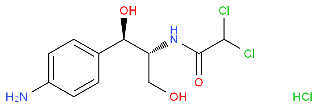 N-[(1R,2R)-1-(4-aminophenyl)-1,3-dihydroxypropan-2-yl]-2,2-dichloroacetamide hydrochloride_分子结构_CAS_57704-36-6