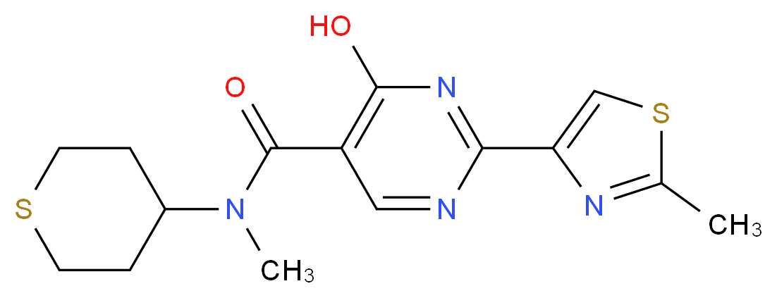 4-hydroxy-N-methyl-2-(2-methyl-1,3-thiazol-4-yl)-N-(tetrahydro-2H-thiopyran-4-yl)pyrimidine-5-carboxamide_分子结构_CAS_)