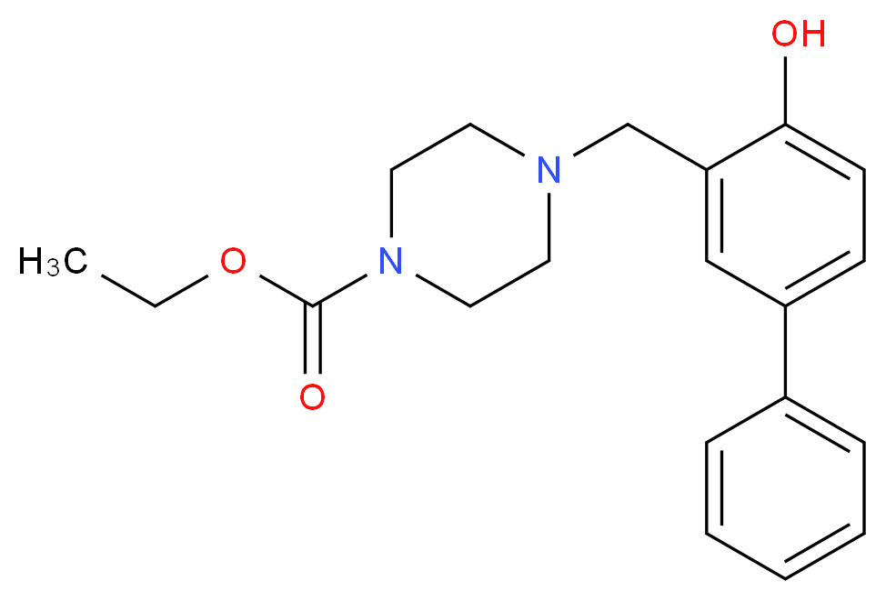 ethyl 4-[(4-hydroxy-3-biphenylyl)methyl]-1-piperazinecarboxylate_分子结构_CAS_)