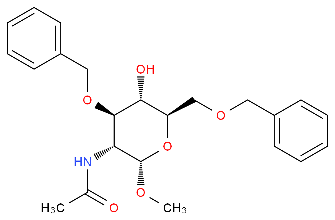 N-[(2S,3R,4R,5S,6R)-4-(benzyloxy)-6-[(benzyloxy)methyl]-5-hydroxy-2-methoxyoxan-3-yl]acetamide_分子结构_CAS_85193-92-6