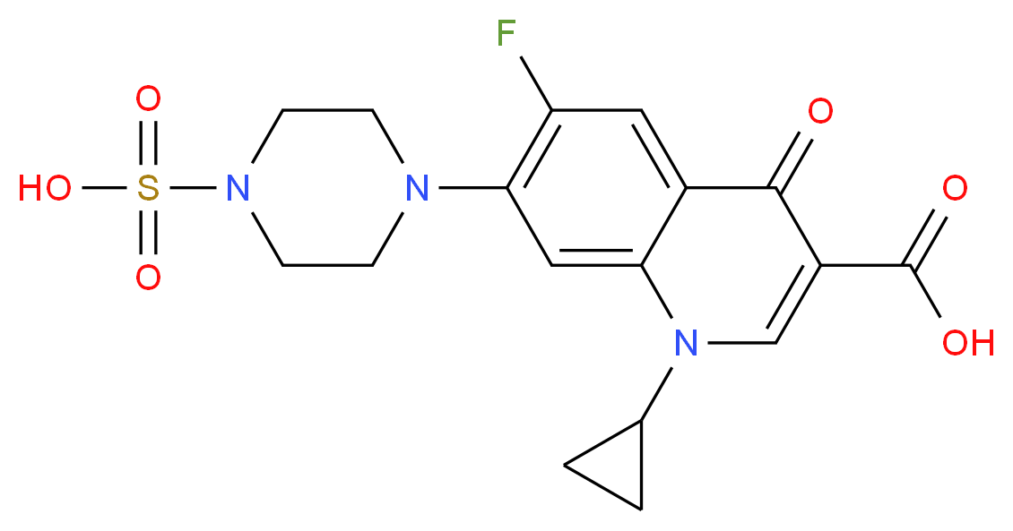 1-cyclopropyl-6-fluoro-4-oxo-7-(4-sulfopiperazin-1-yl)-1,4-dihydroquinoline-3-carboxylic acid_分子结构_CAS_105093-21-8