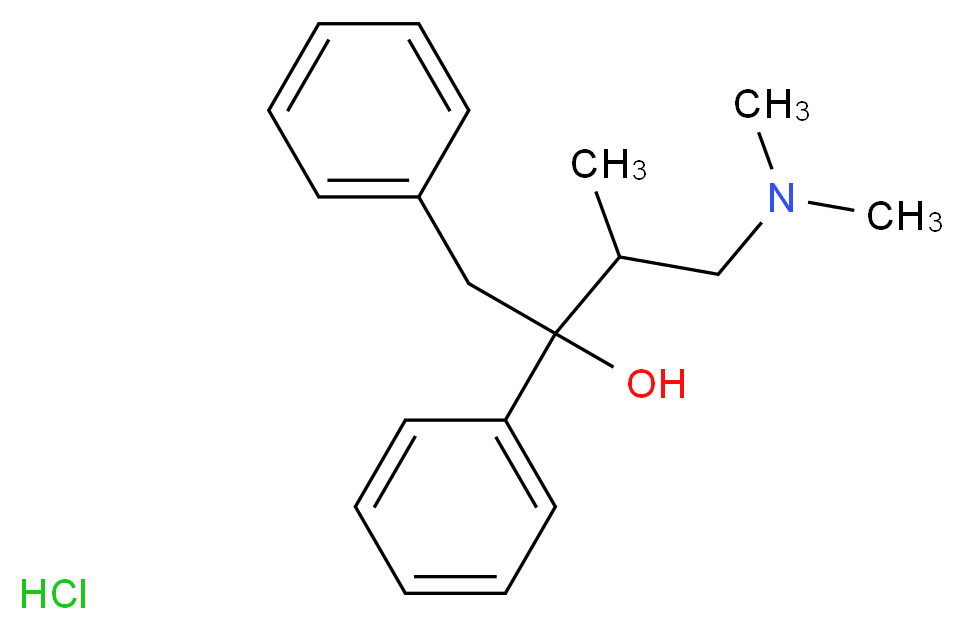 4-(dimethylamino)-3-methyl-1,2-diphenylbutan-2-ol hydrochloride_分子结构_CAS_2214-28-0