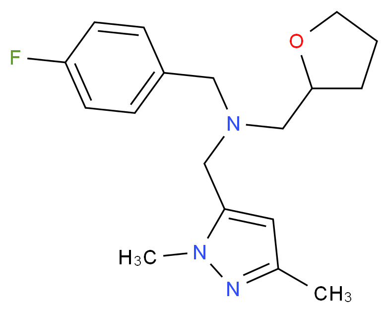 1-(1,3-dimethyl-1H-pyrazol-5-yl)-N-(4-fluorobenzyl)-N-(tetrahydrofuran-2-ylmethyl)methanamine_分子结构_CAS_)