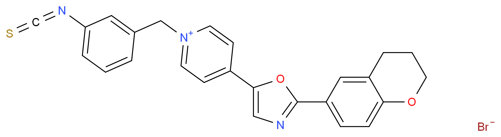 4-[2-(3,4-dihydro-2H-1-benzopyran-6-yl)-1,3-oxazol-5-yl]-1-[(3-isothiocyanatophenyl)methyl]pyridin-1-ium bromide_分子结构_CAS_155863-01-7