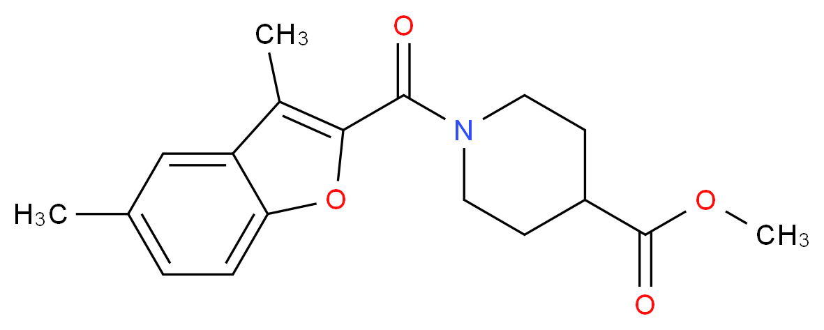 methyl 1-[(3,5-dimethyl-1-benzofuran-2-yl)carbonyl]-4-piperidinecarboxylate_分子结构_CAS_)