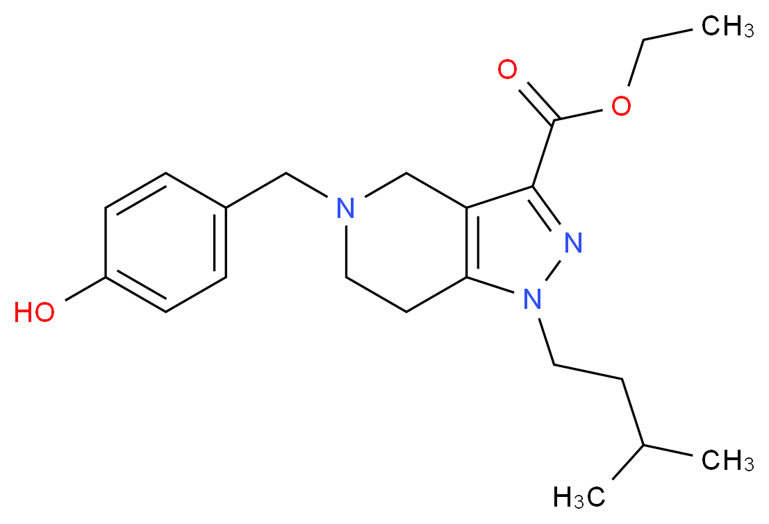ethyl 5-(4-hydroxybenzyl)-1-(3-methylbutyl)-4,5,6,7-tetrahydro-1H-pyrazolo[4,3-c]pyridine-3-carboxylate_分子结构_CAS_)
