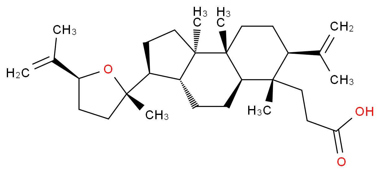 3-[(3S,3aR,5aR,6S,7S,9aR,9bR)-6,9a,9b-trimethyl-3-[(2S,5S)-2-methyl-5-(prop-1-en-2-yl)oxolan-2-yl]-7-(prop-1-en-2-yl)-dodecahydro-1H-cyclopenta[a]naphthalen-6-yl]propanoic acid_分子结构_CAS_134476-74-7