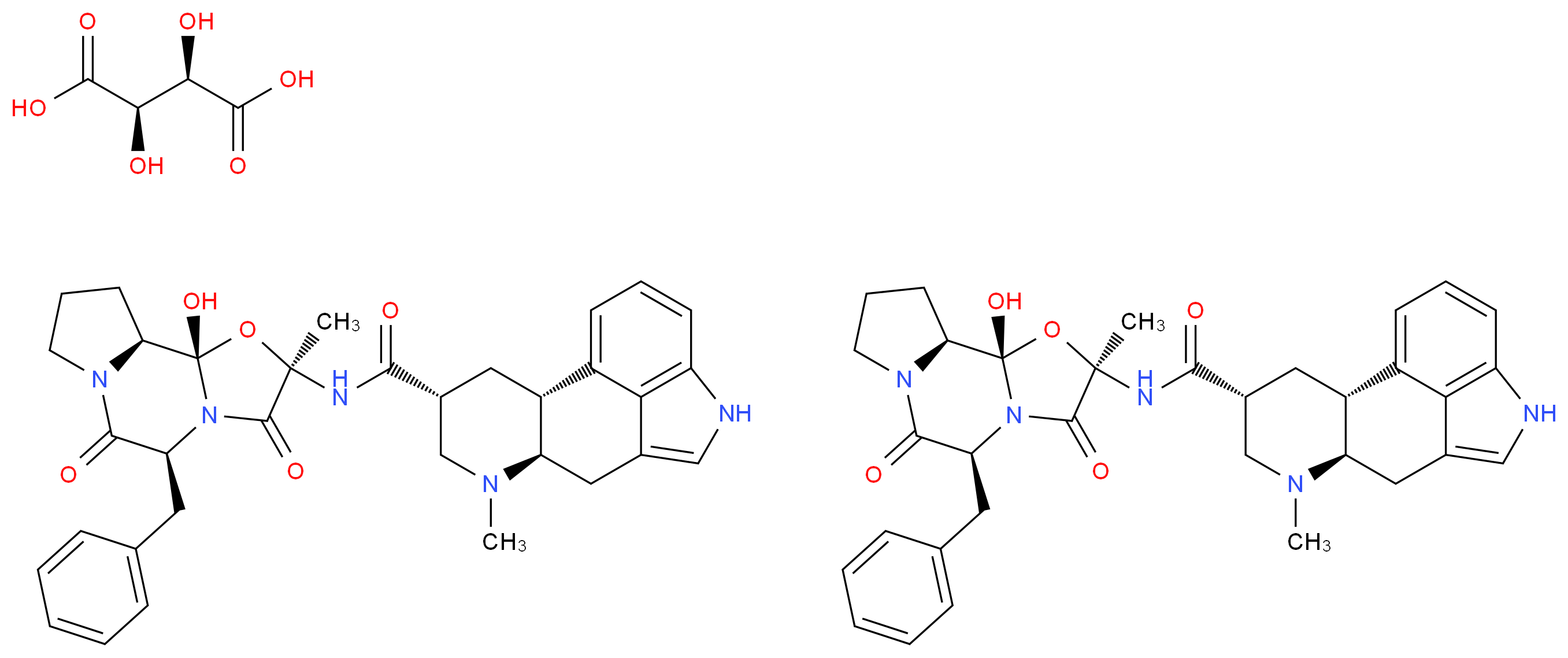 (2R,3R)-2,3-dihydroxybutanedioic acid; bis((2R,4R,7R)-N-[(1S,2S,4R,7S)-7-benzyl-2-hydroxy-4-methyl-5,8-dioxo-3-oxa-6,9-diazatricyclo[7.3.0.0<sup>2</sup>,<sup>6</sup>]dodecan-4-yl]-6-methyl-6,11-diazatetracyclo[7.6.1.0<sup>2</sup>,<sup>7</sup>.0<sup>1</sup><sup>2</sup>,<sup>1</sup><sup>6</sup>]hexadeca-1(15),9,12(16),13-tetraene-4-carboxamide)_分子结构_CAS_5989-77-5