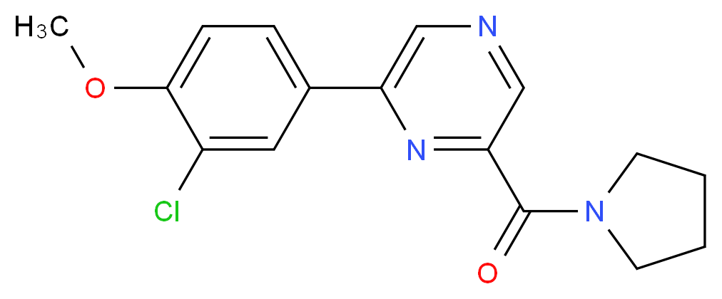2-(3-chloro-4-methoxyphenyl)-6-(pyrrolidin-1-ylcarbonyl)pyrazine_分子结构_CAS_)